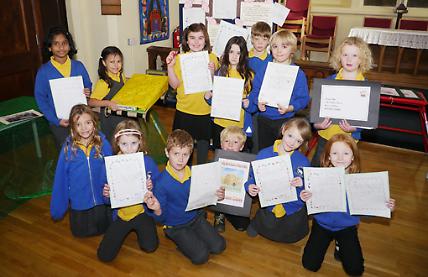 Children’s stories displayed at church
