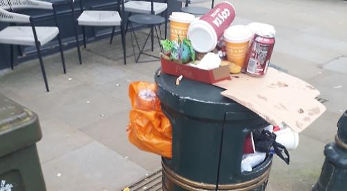 Streets strewn with rubbish as overflowing bins are unemptied