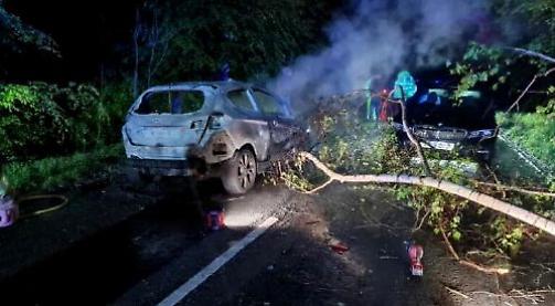 Car catches fire following collision 