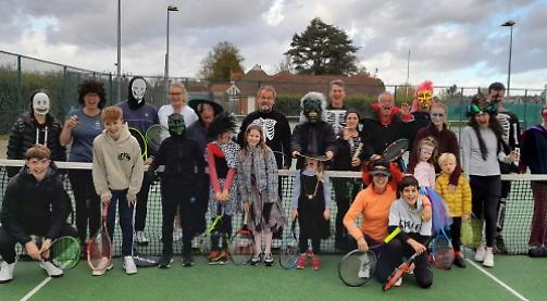 Tennis players dressed up for Halloween tournament