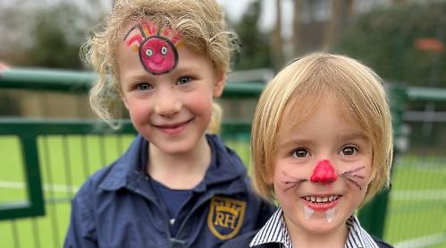 Comic Relief: schoolchildren (and teachers) wear fancy dress and put on red noses