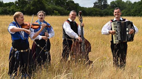 Friends make song and dance in field