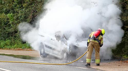 Van fire in Hurley