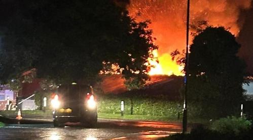 A4074 closed after fire rips through boatshed