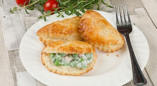 Boy in cooking competition final with pea and bacon pasty