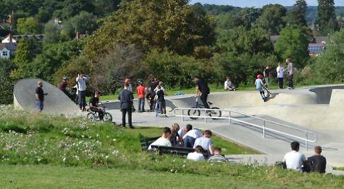 Skate park is busy during free summer holiday fun day for families