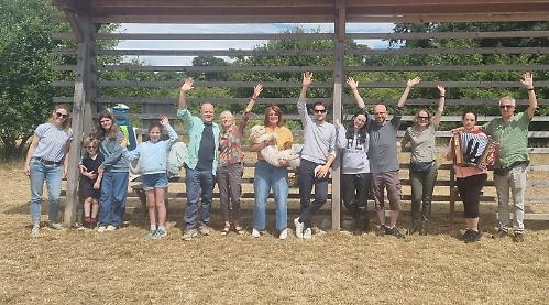 Slovenian friends make song and dance in field