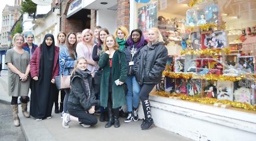 Students decorate shop window