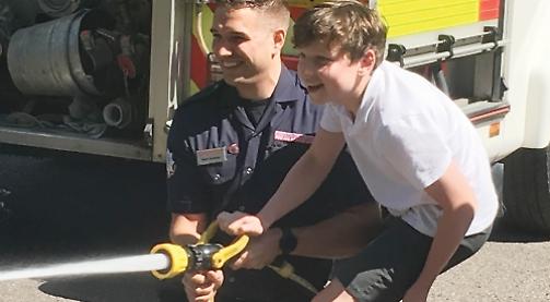 Pupils visited at school by fire crew