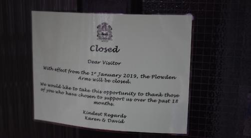Pub shuts suddenly