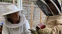 Nursery children buzzing at beekeeper visit
