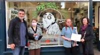 Pet groomer wins Halloween shop window display contest with ‘ghost dog’