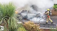 Car ablaze near closure-threatened fire station