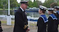 Sea and air cadets line up for inspection