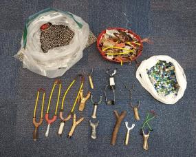 Police seize array of catapults and ball bearings in Langley