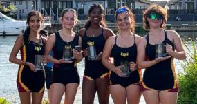 Shiplake Vikings junior girls’ scullers conquer at Staines Amateur Regatta