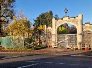 Steering fails as car crashes into gates of listed gardens