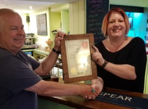 Pub receives hospitality award on landlady’s birthday