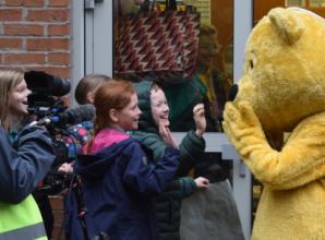 Pudsey dances and hugs children during school visit