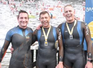 Team-mates take top three places at club to pub swim