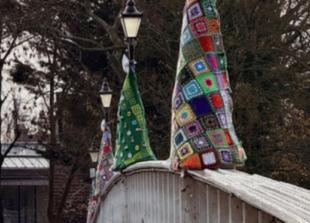 Knitting group adorn bridge with &lsquo;trees&rsquo; in aid of church