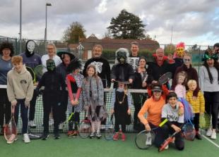 Tennis players dressed up for Halloween tournament