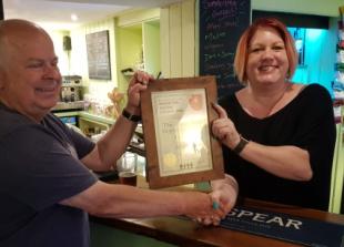 Pub receives hospitality award on landlady’s birthday
