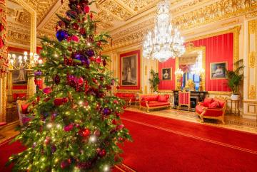 Windsor Castle unveils its Christmas displays, with 20-foot tree in St George’s Hall