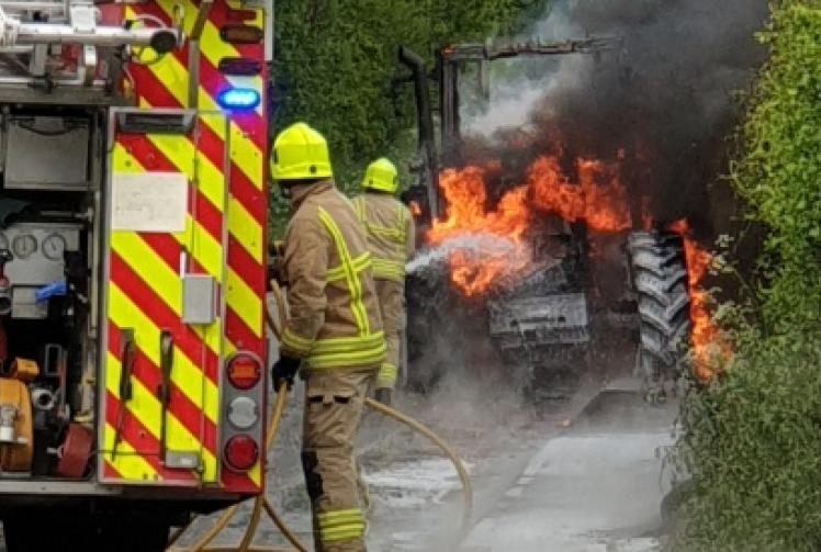 Firefighters tackle tractor blaze