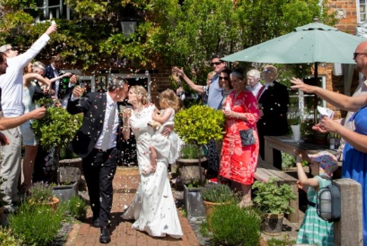 Newlyweds celebrate at their pub