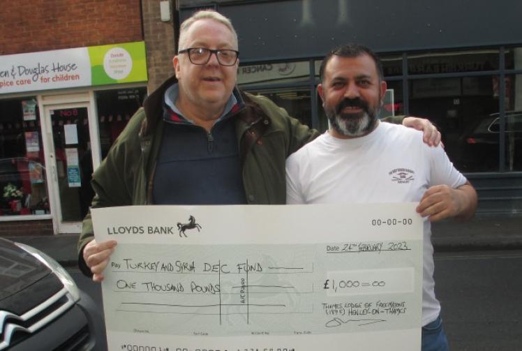 Mason gives £1,000 to friend for quake appeal
