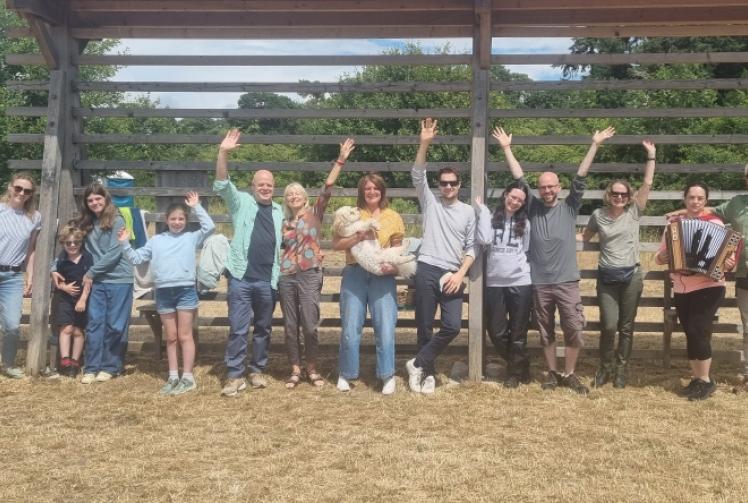 Slovenian friends make song and dance in field