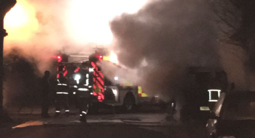 Landrover on fire on St Andrews road