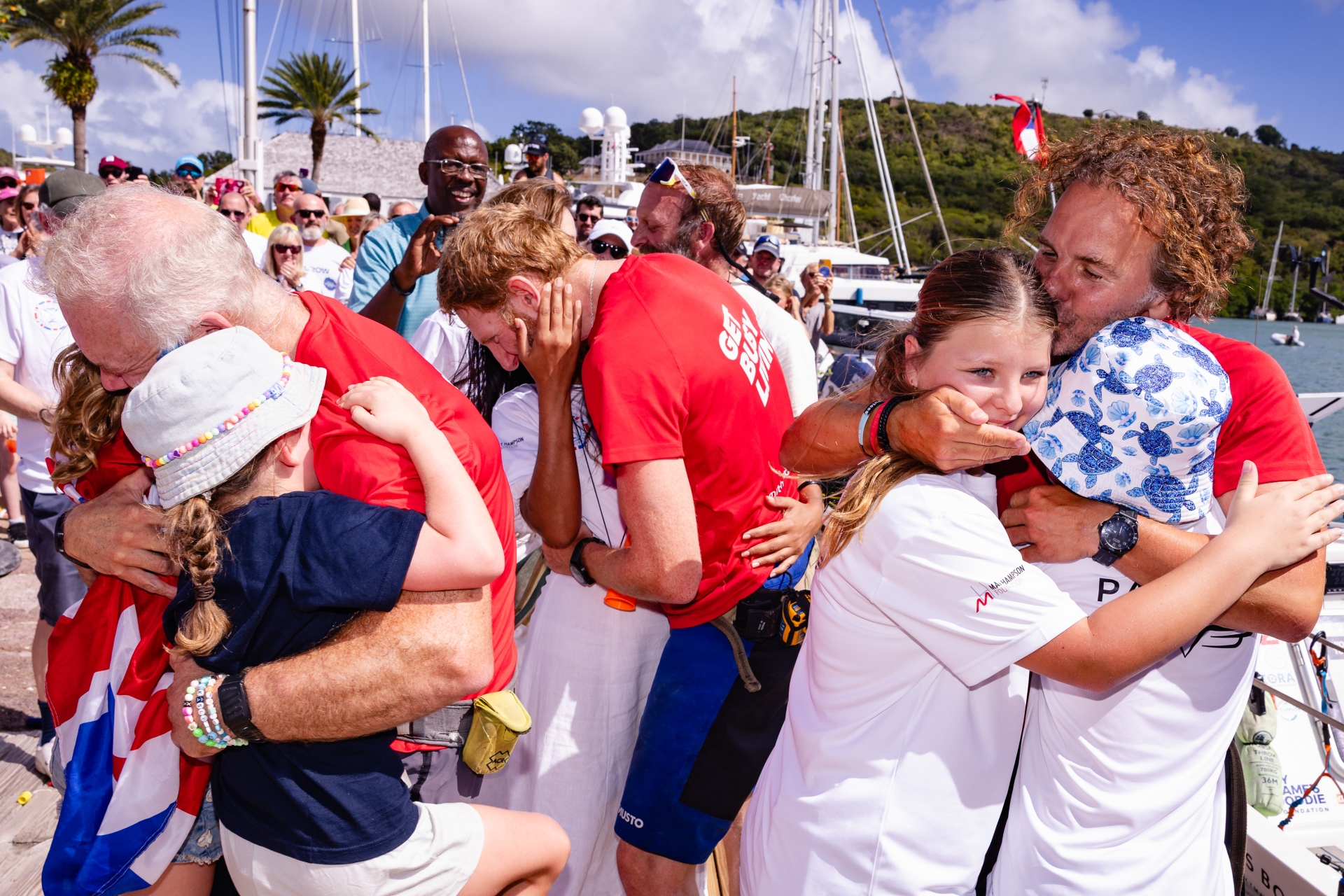 Team Seas Life reunite with their families. Photo: The World's Toughest Row